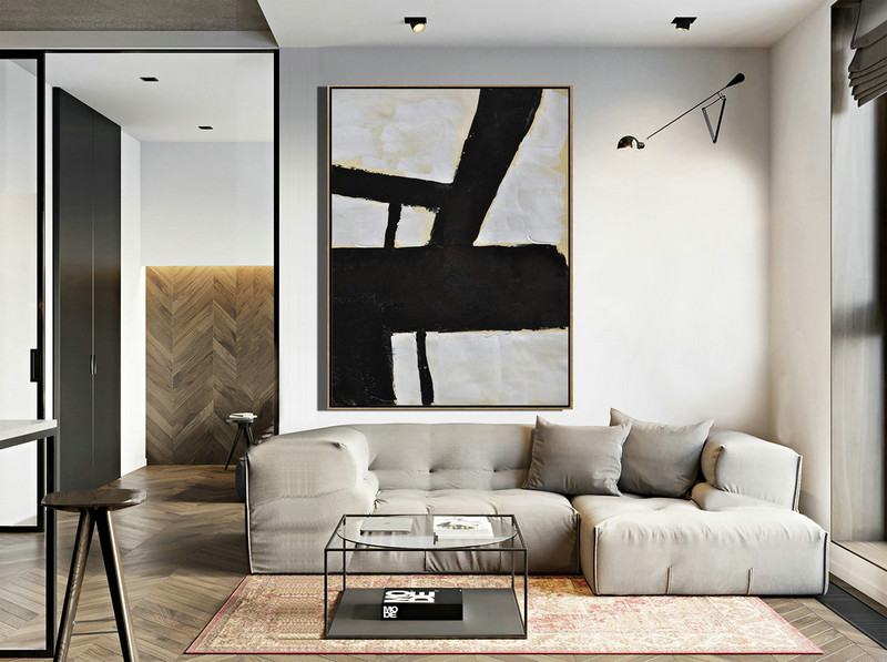 Hand Painted Extra Large Abstract Painting,Minimalist Painting On Canvas, Palette Knife Vertical Minimal Art - Original Art Acrylic Painting